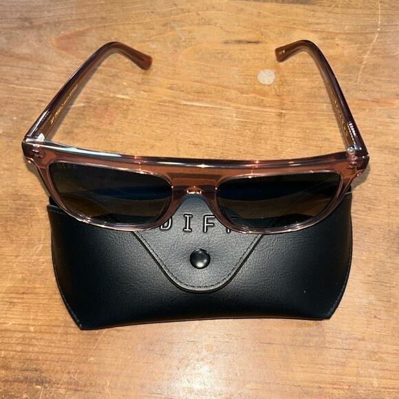 DIFF Stevie 55mm Gradient Flat Top Sunglasses Cafe Ole w/Tortiose Sea green lens - Picture 5 of 6